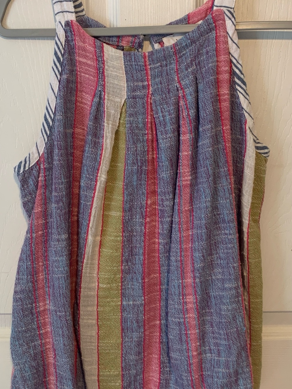 Anthropologie Striped Sleeveless Tank in Blue, Pink & Olive